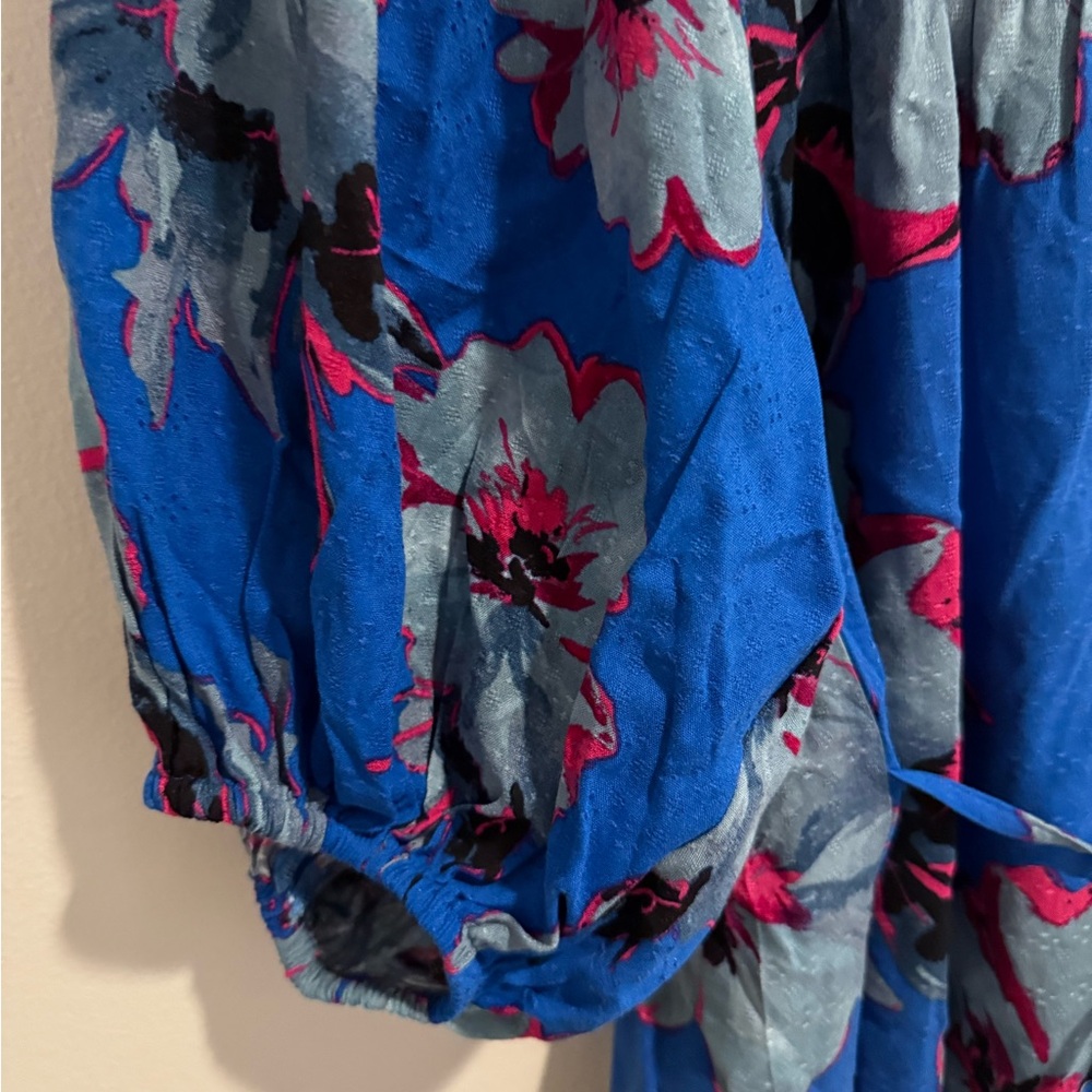 Excellent Band Of The Free Soria Floral Mini Boho Dress Lapis Blue Slate M - Picture 7 of 8